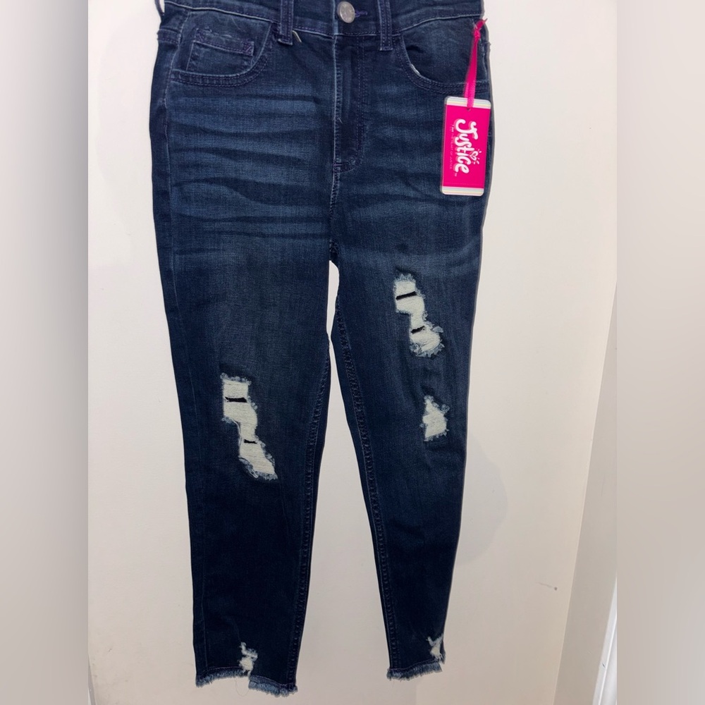 Dark wash mini mom distressed jeans